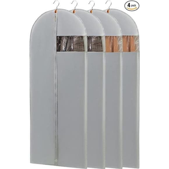 4 Pack - 65" Dress Garment Bags for Hanging Clothes, Dress Bags for Gowns Long - Picture 7 of 7